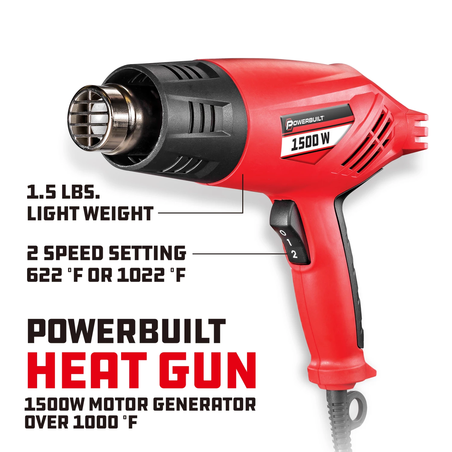 Best Pirce 👍 Powerbuilt 1500W Heavy Duty Heat Gun Kit - 240068 ✨ - Image 2