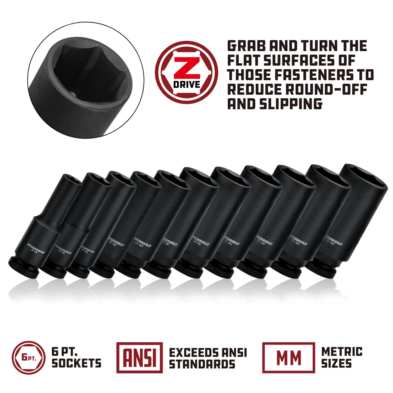 Best Pirce 👍 Powerbuilt 3/8 in. Drive x 11 mm 6 Point Deep Well Impact Socket - 647266 🥰 - Image 4