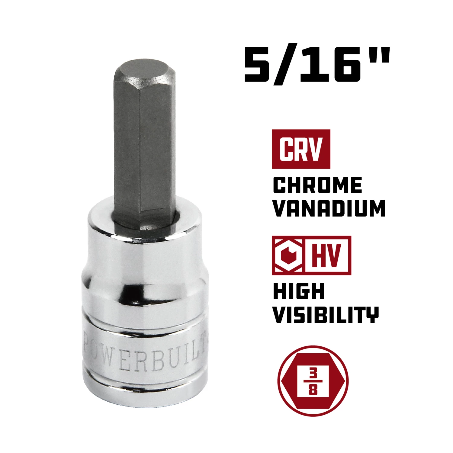 Best Pirce 👏 Powerbuilt 3/8 Inch Drive x 5/16 Inch Hex Bit Socket - 640554 🛒 - Image 2