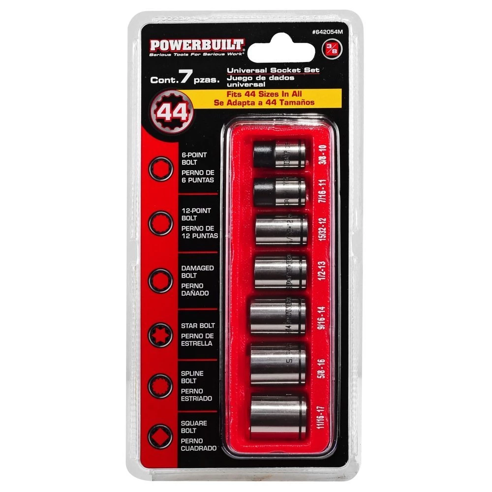 Best Pirce 😀 Powerbuilt 7 Piece 3/8 Inch Drive Universal Socket Set with Tray - 642054 😉 - Image 3