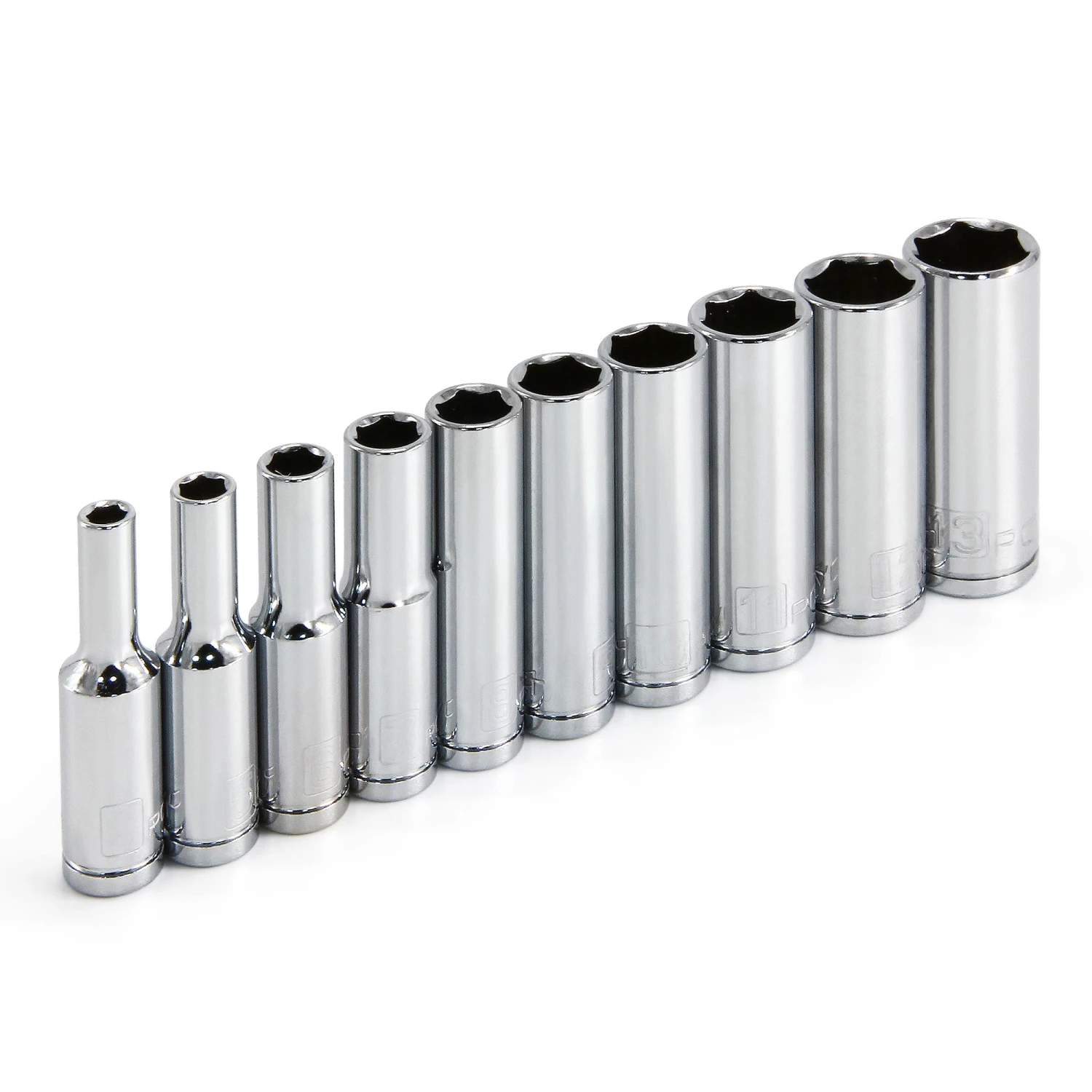 Promo ⭐ Powerbuilt 10 Piece 1/4 Inch Drive Metric 6 Point Deep Socket Set - 640538 ⭐
