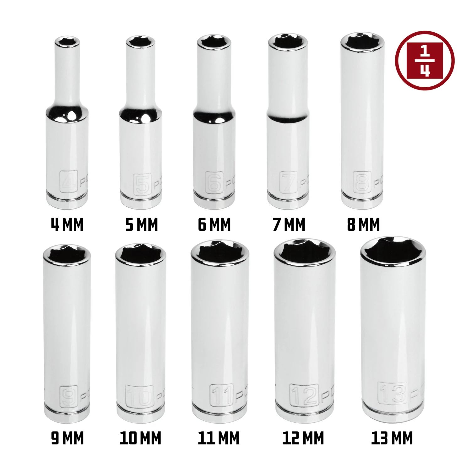 Promo ⭐ Powerbuilt 10 Piece 1/4 Inch Drive Metric 6 Point Deep Socket Set - 640538 ⭐ - Image 2