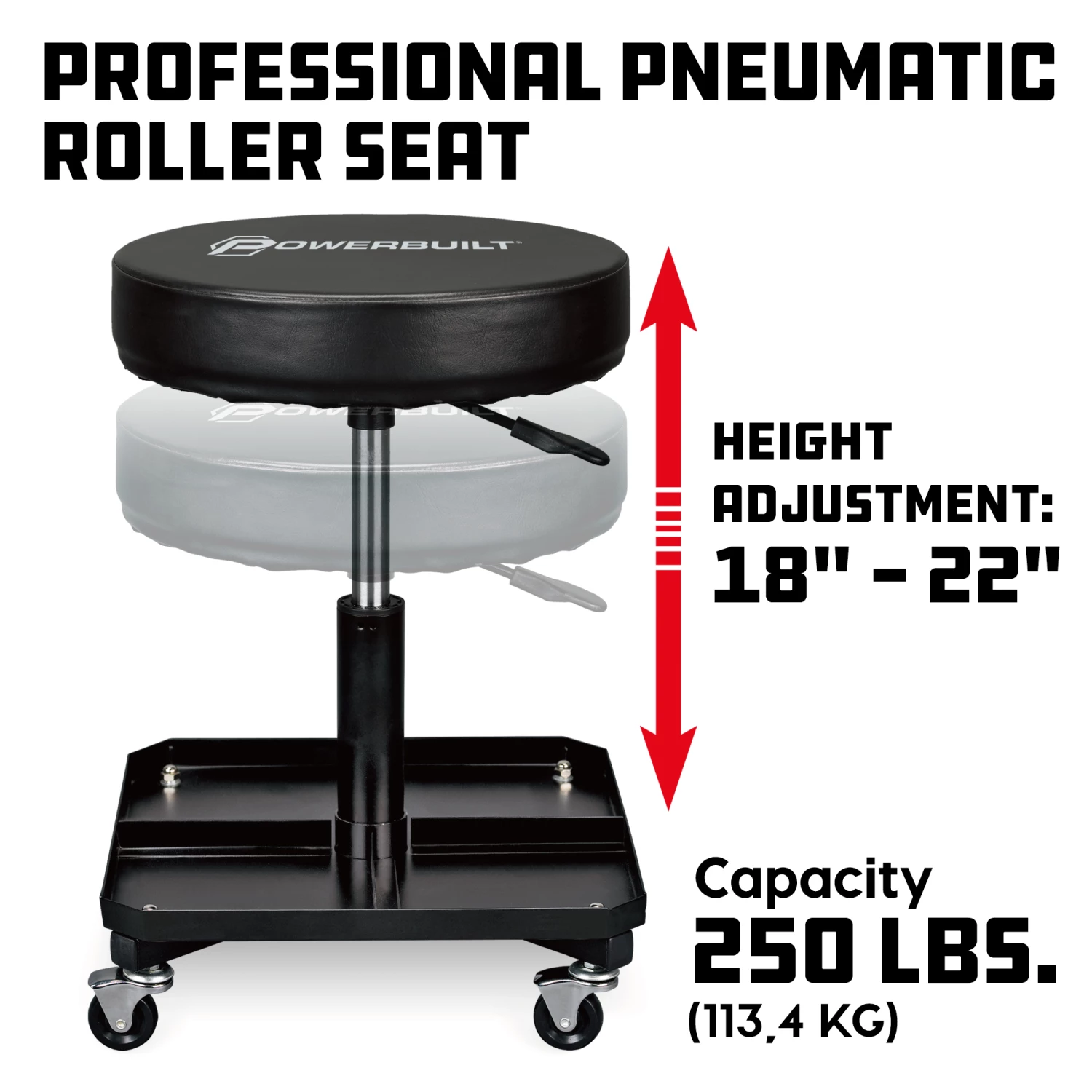 Discount ❤️ Powerbuilt Rolling Brake Stool - 640834 🌟 - Image 2