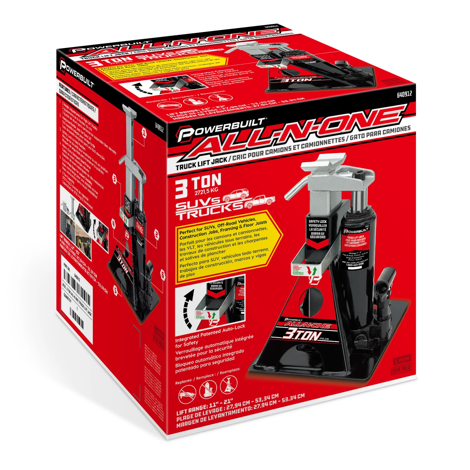 Outlet ๐ฏ Powerbuilt 3 Ton All-in-One Jackstand/Bottle Jack - 640912 ๐งจ - Image 6