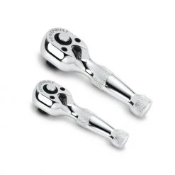 Best Pirce 🛒 Powerbuilt 2 Piece 1/4 Inch and 3/8 Inch Drive 72 Tooth Stubby Ratchet Set - 640927 💯