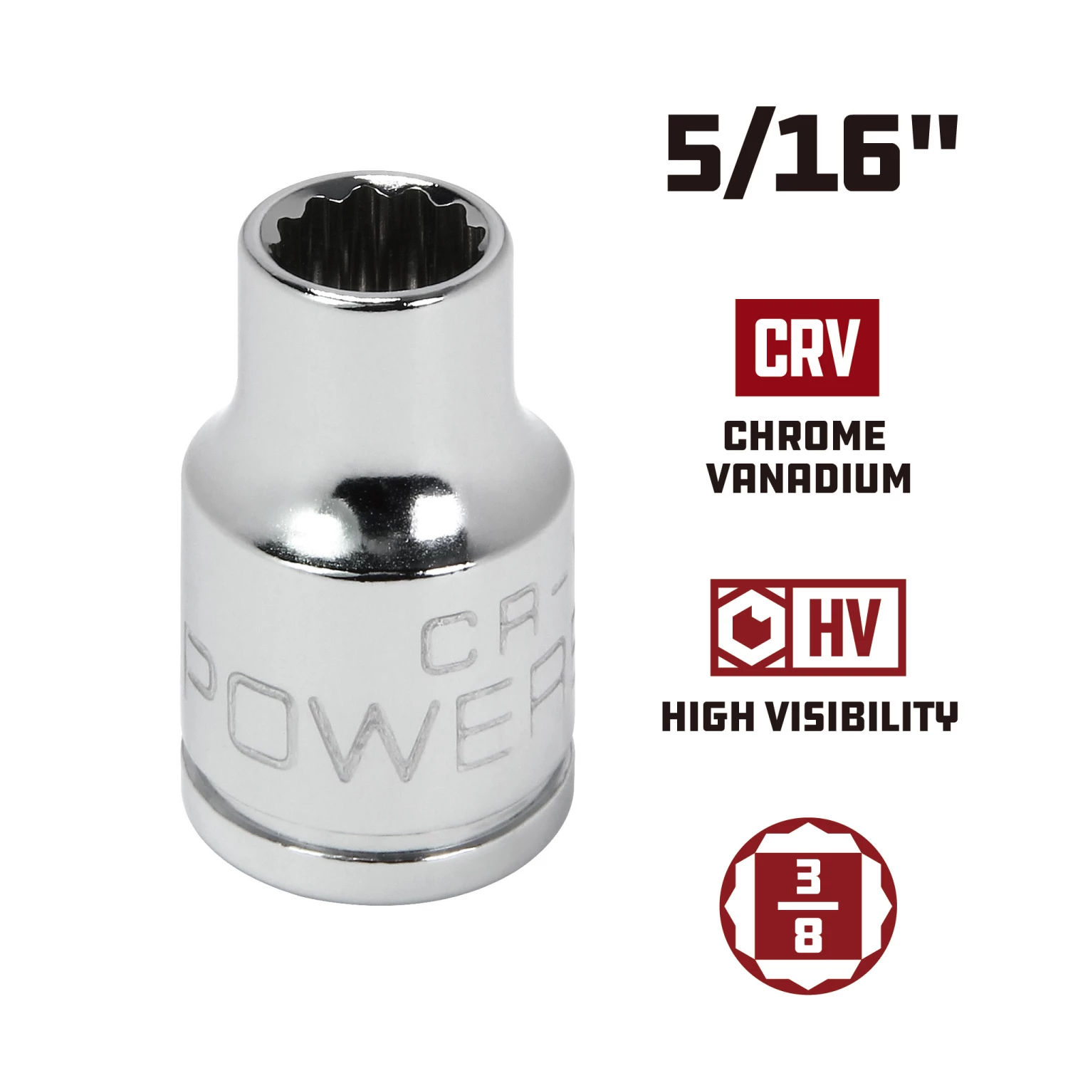 Promo โ๏ธ Powerbuilt 3/8 Inch Drive x 5/16 Inch 12 Point Shallow Socket - 641001 ๐ - Image 2