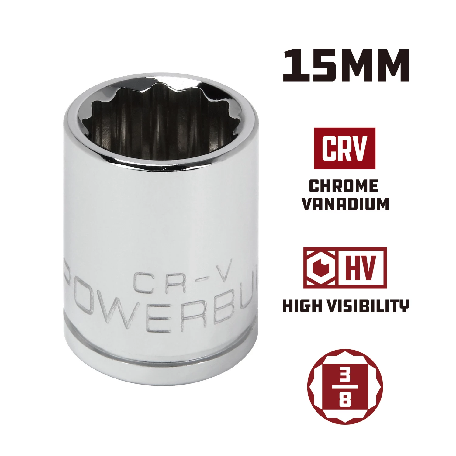 Flash Sale 👏 Powerbuilt 3/8 Inch Drive x 15 MM 12 Point Shallow Socket - 641020 ⭐ - Image 5