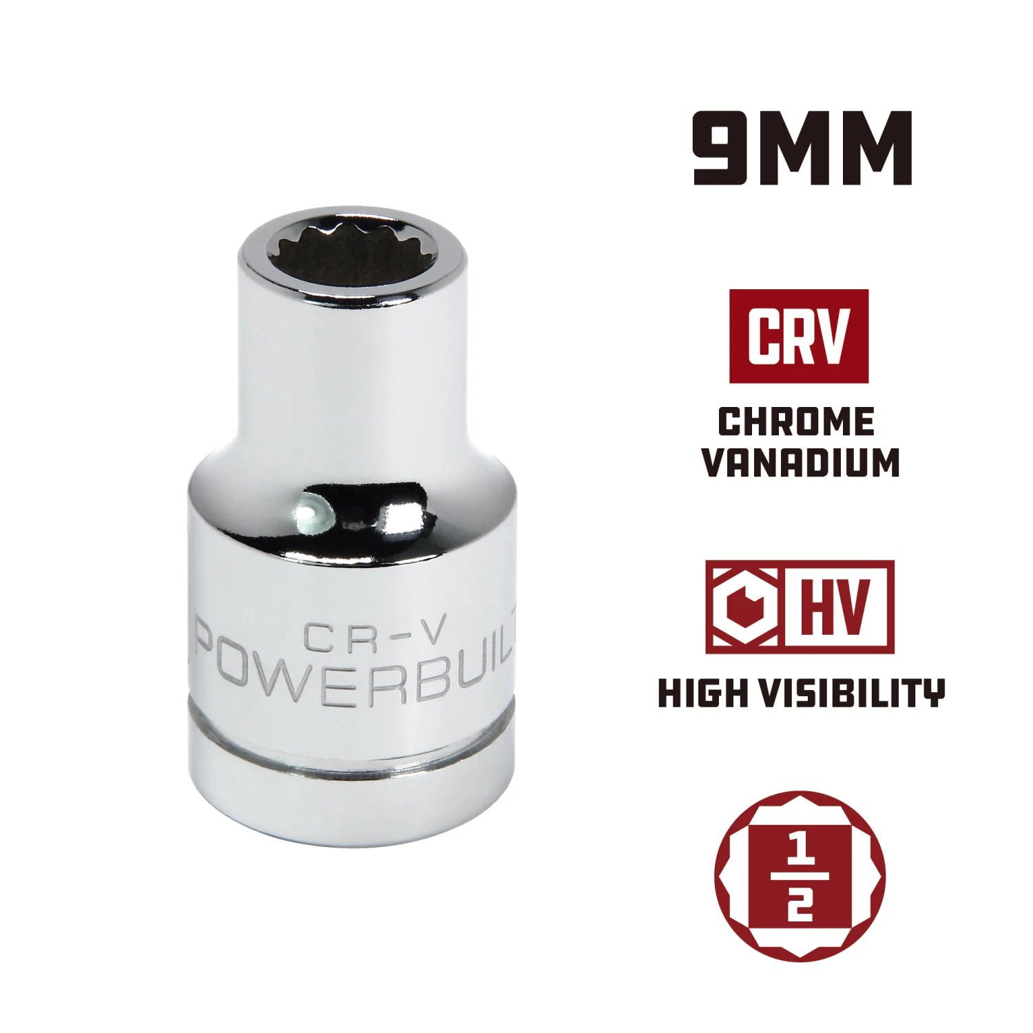 Flash Sale 🔔 Powerbuilt 1/2 Inch Drive x 9 MM 12 Point Shallow Socket - 641764 🔔 - Image 2