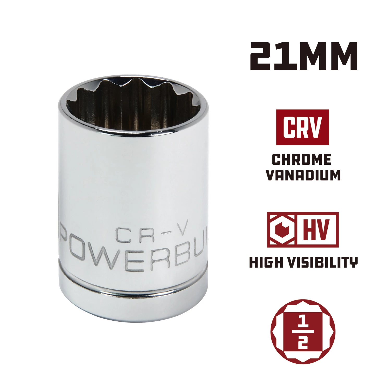 Deals 😀 Powerbuilt 1/2 Inch Drive x 21 MM 12 Point Shallow Socket - 642019 🥰 - Image 2