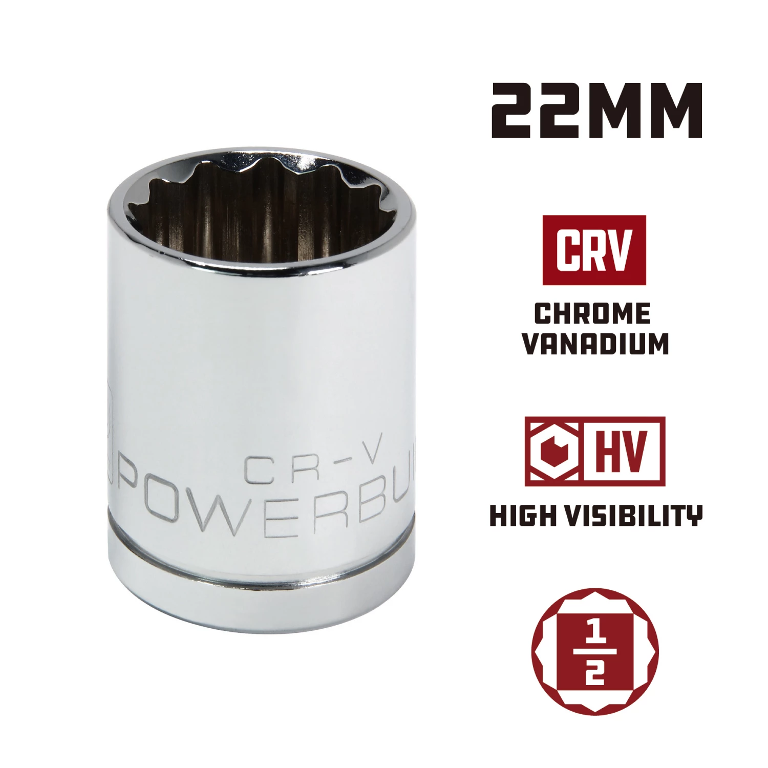 Best deal 👍 Powerbuilt 1/2 Inch Drive x 22 MM 12 Point Shallow Socket - 642020 🎁 - Image 2