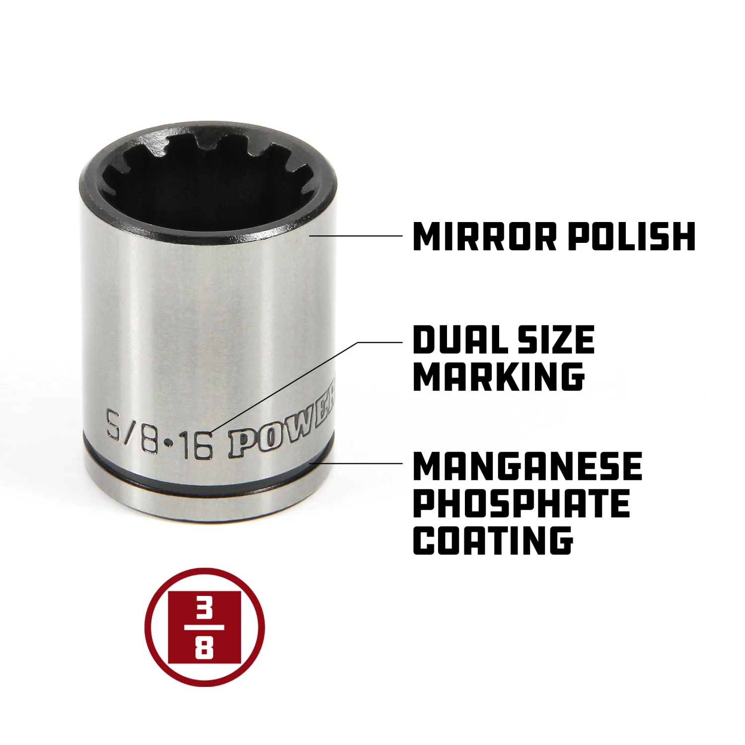 Best Pirce 😀 Powerbuilt 7 Piece 3/8 Inch Drive Universal Socket Set with Tray - 642054 😉 - Image 5