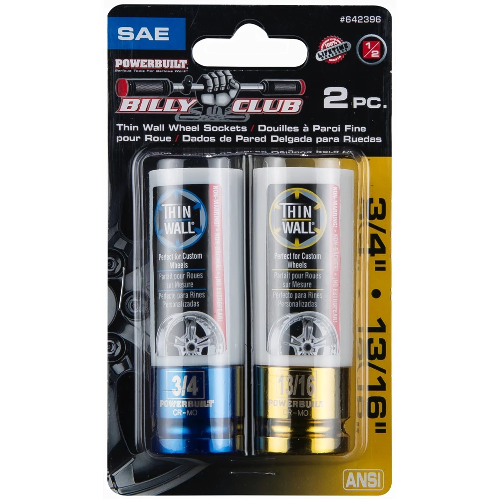 Coupon ⭐ Powerbuilt 2 Piece SAE 3/4" and 13/16" Wheel Lug Nut Socket Set - 642396 💯 - Image 2