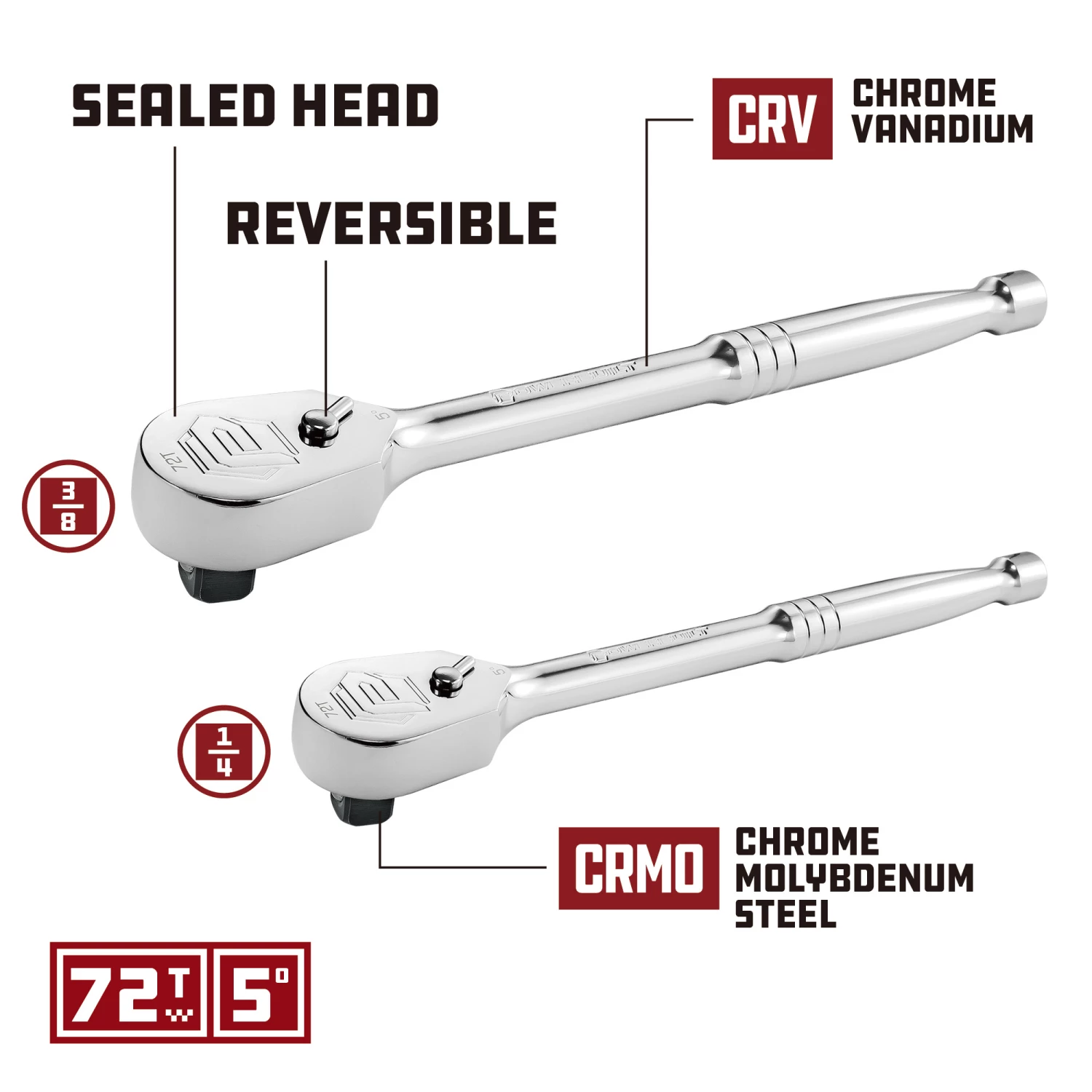 New 🔥 Powerbuilt 80 Pc.1/4 in. & 3/8 in. Dr. SAE & Metric Mechanics Tool Set - 642452 👏 - Image 5
