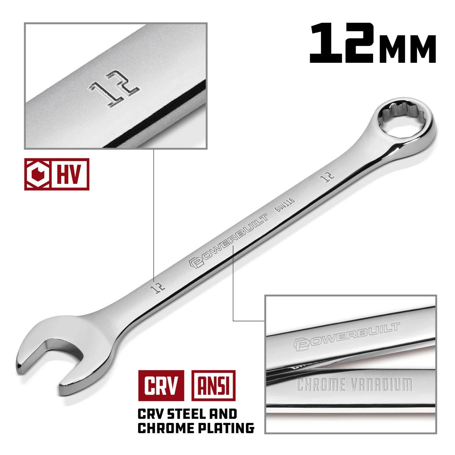 Promo ✨ Powerbuilt 12 MM Fully Polished Metric Combination 🔧 Wrench - 644116 😉 - Image 5