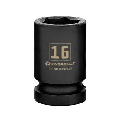 Hot Sale 🔔 Powerbuilt 1/2 Inch Drive x 16 MM 6 Point Impact Socket - 647163 💯