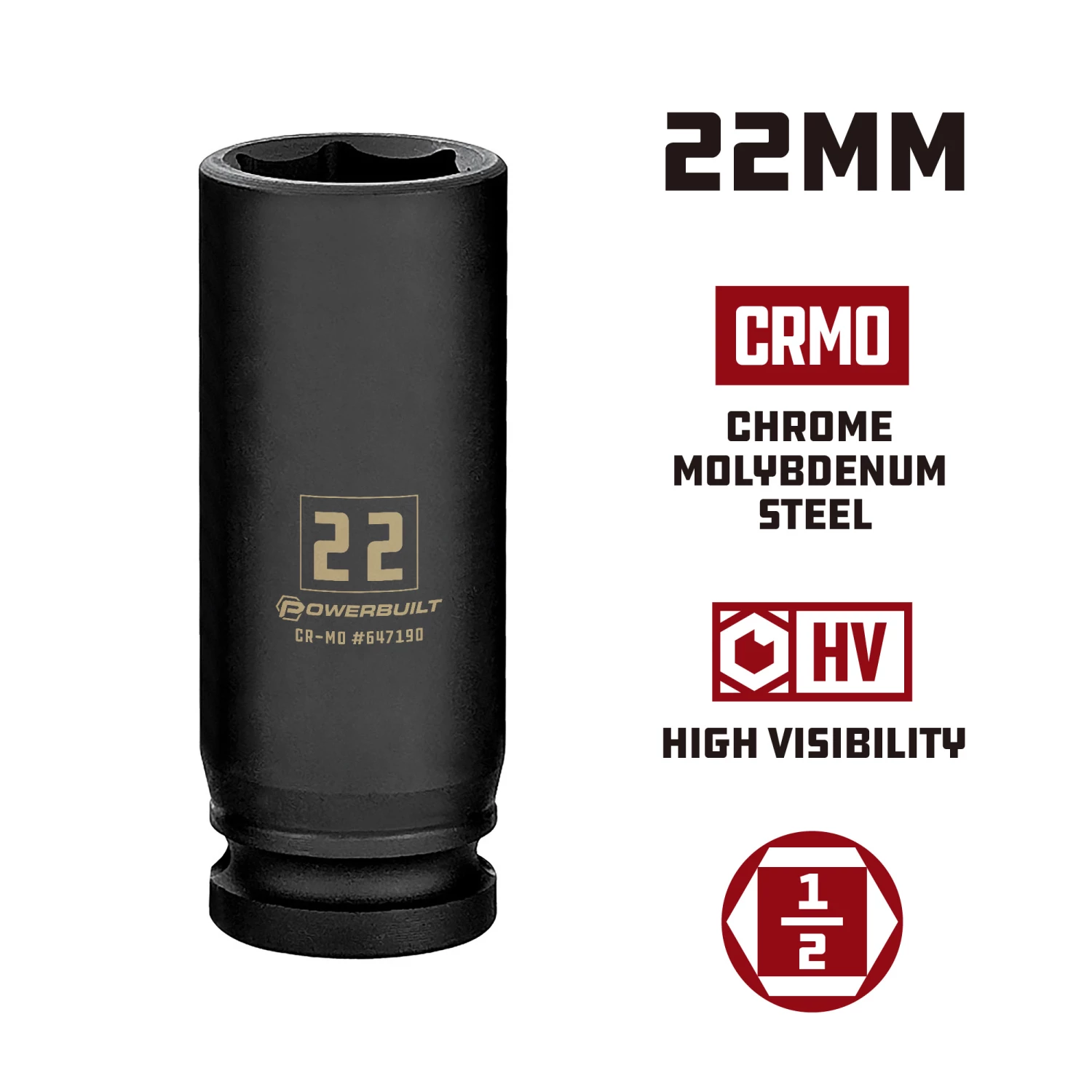 Top 10 😍 Powerbuilt 1/2 Inch Drive x 22 MM 6 Point Deep Impact Socket - 647190 🌟 - Image 5