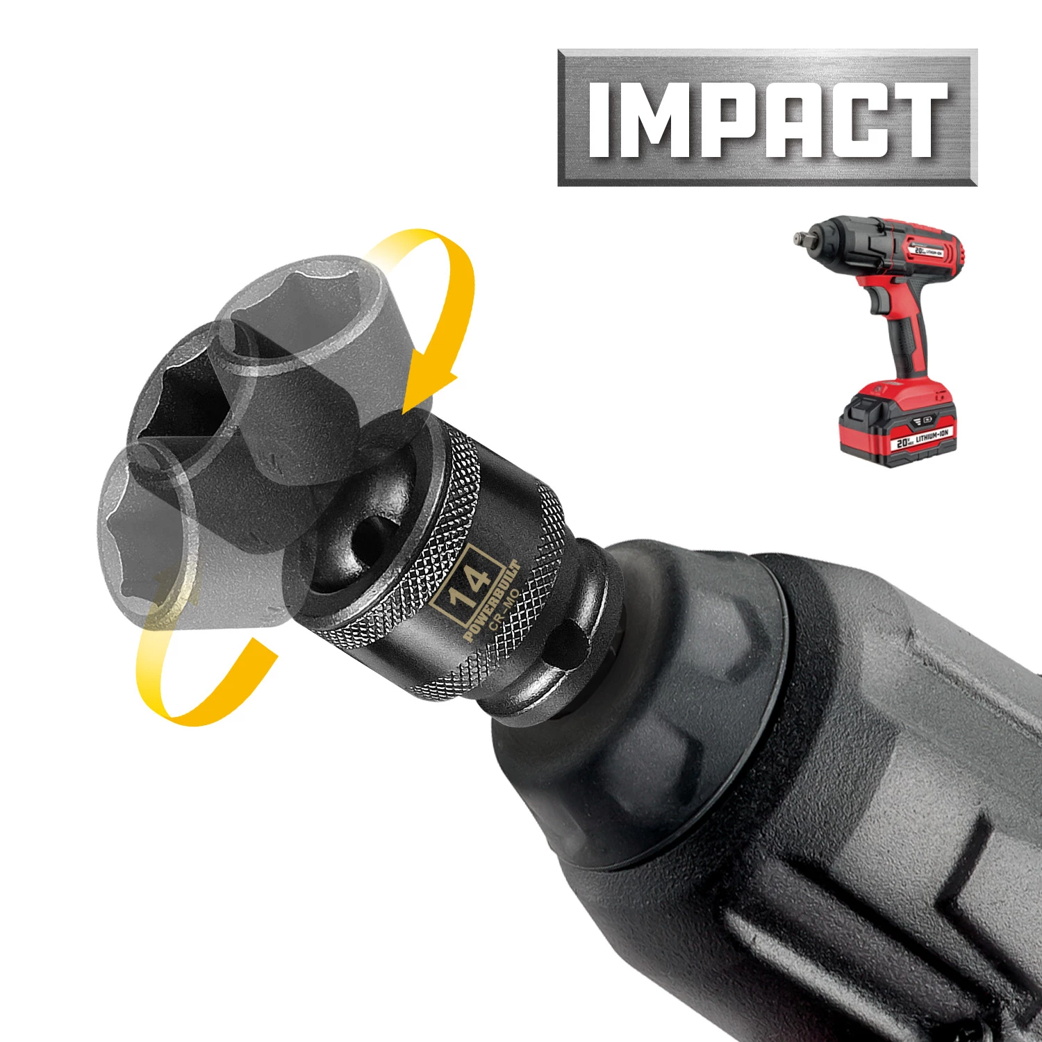 Outlet ✔️ Powerbuilt 3/8" Drive 6 Pt. Metric Universal Impact Socket 14mm - 647226 ✨ - Image 4