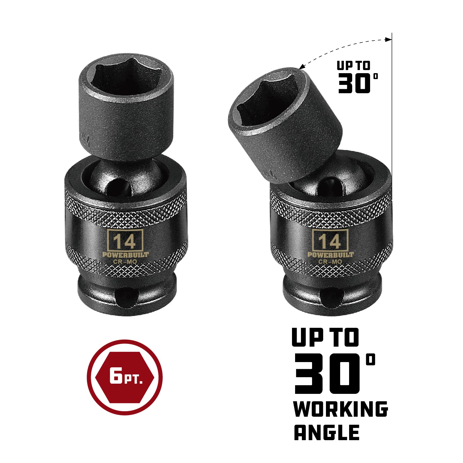 Outlet ✔️ Powerbuilt 3/8" Drive 6 Pt. Metric Universal Impact Socket 14mm - 647226 ✨ - Image 5