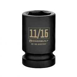 Outlet 😀 Powerbuilt 3/8 in. Drive x 11/16 in. 6 Point Impact Socket - 647247 🔔