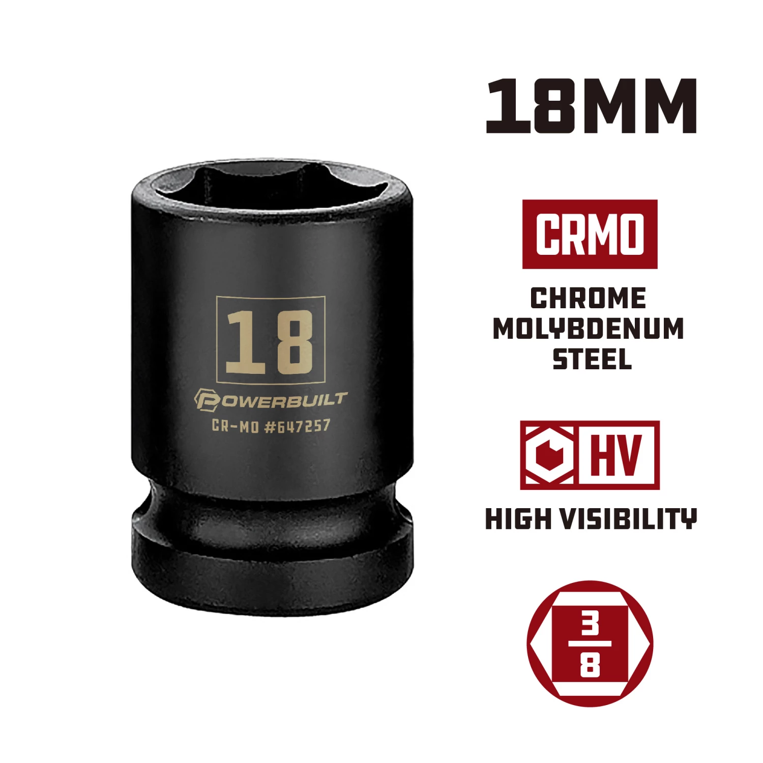 Promo ⌛ Powerbuilt 3/8 in. Drive x 18 mm 6 Point Impact Socket - 647257 🔔 - Image 5