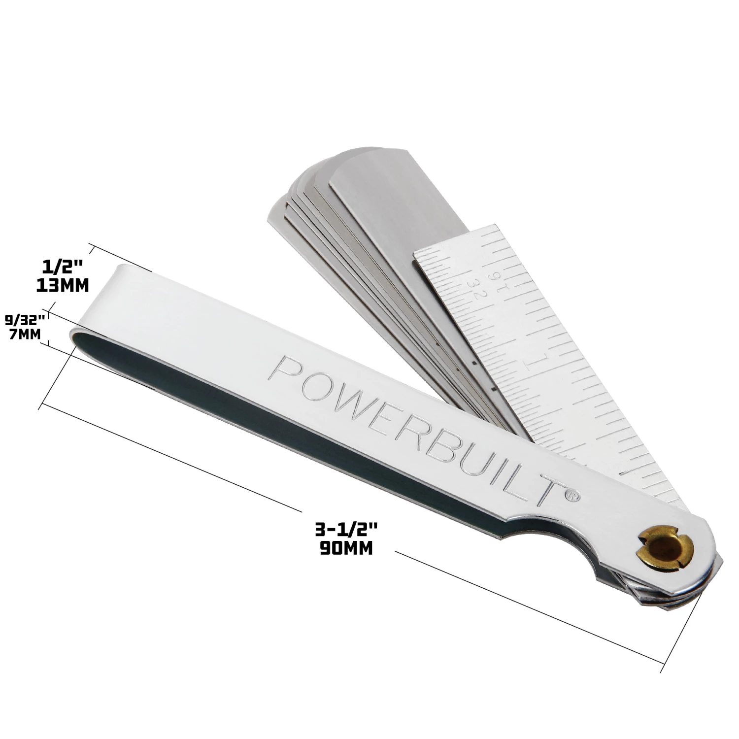 New 😀 Powerbuilt 9 Blade Feeler Gauge And Ruler - 648514 ✔️ - Image 3