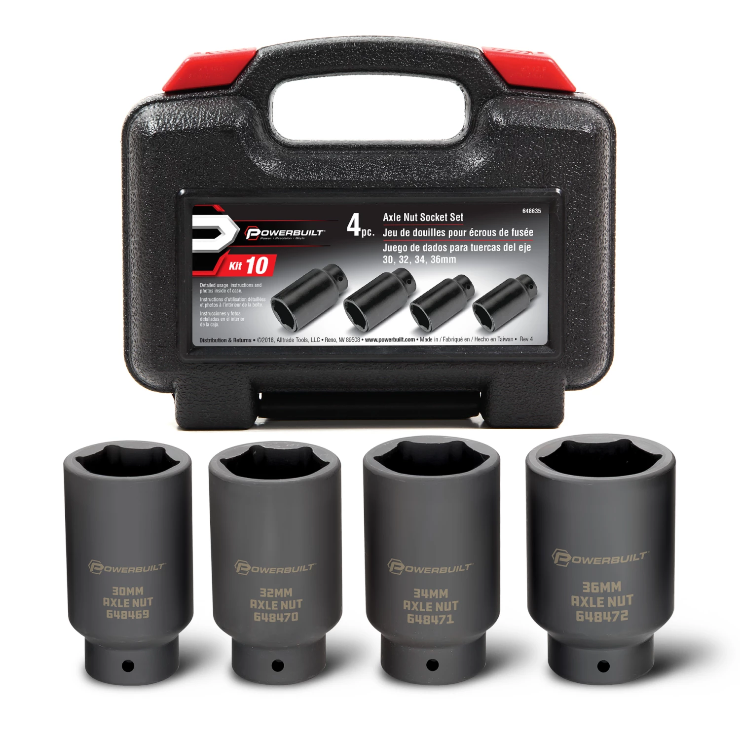 Hot Sale 👏 Powerbuilt 4 Piece Axle Nut Socket Set - 648635 😉