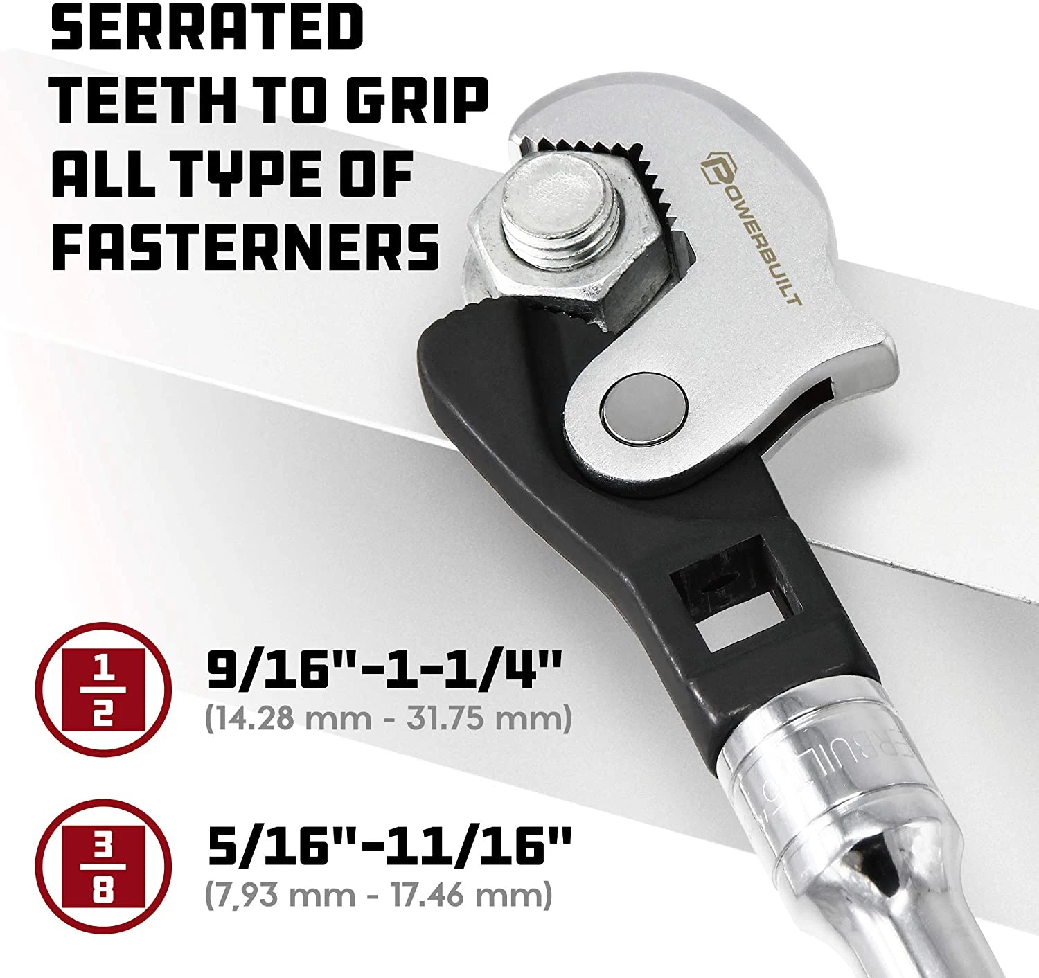 Wholesale ๐งจ Powerbuilt 2 Piece Spring-Loaded Auto Size Adjusting Crowfoot ๐ง Wrench Set, Universal ๐ง Wrench , Multi-Size ๐ง Wrench, Self-Adjusting ๐ง Wrench, Pow ๐ - Image 3