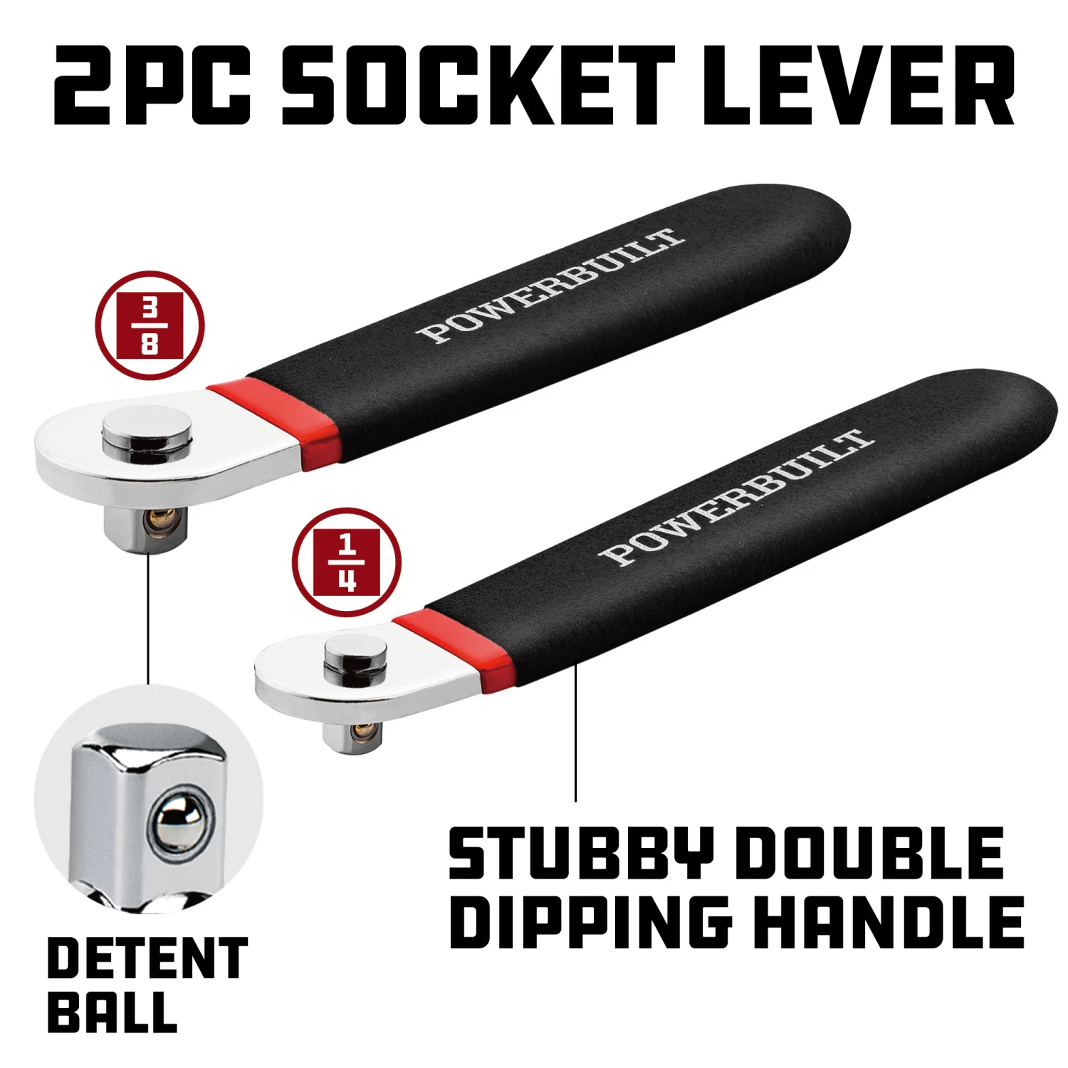 Flash Sale 🎉 Powerbuilt 2 Piece 1/4 Inch and 3/8 Inch Drive Socket Lever - 940009 ✔️ - Image 2