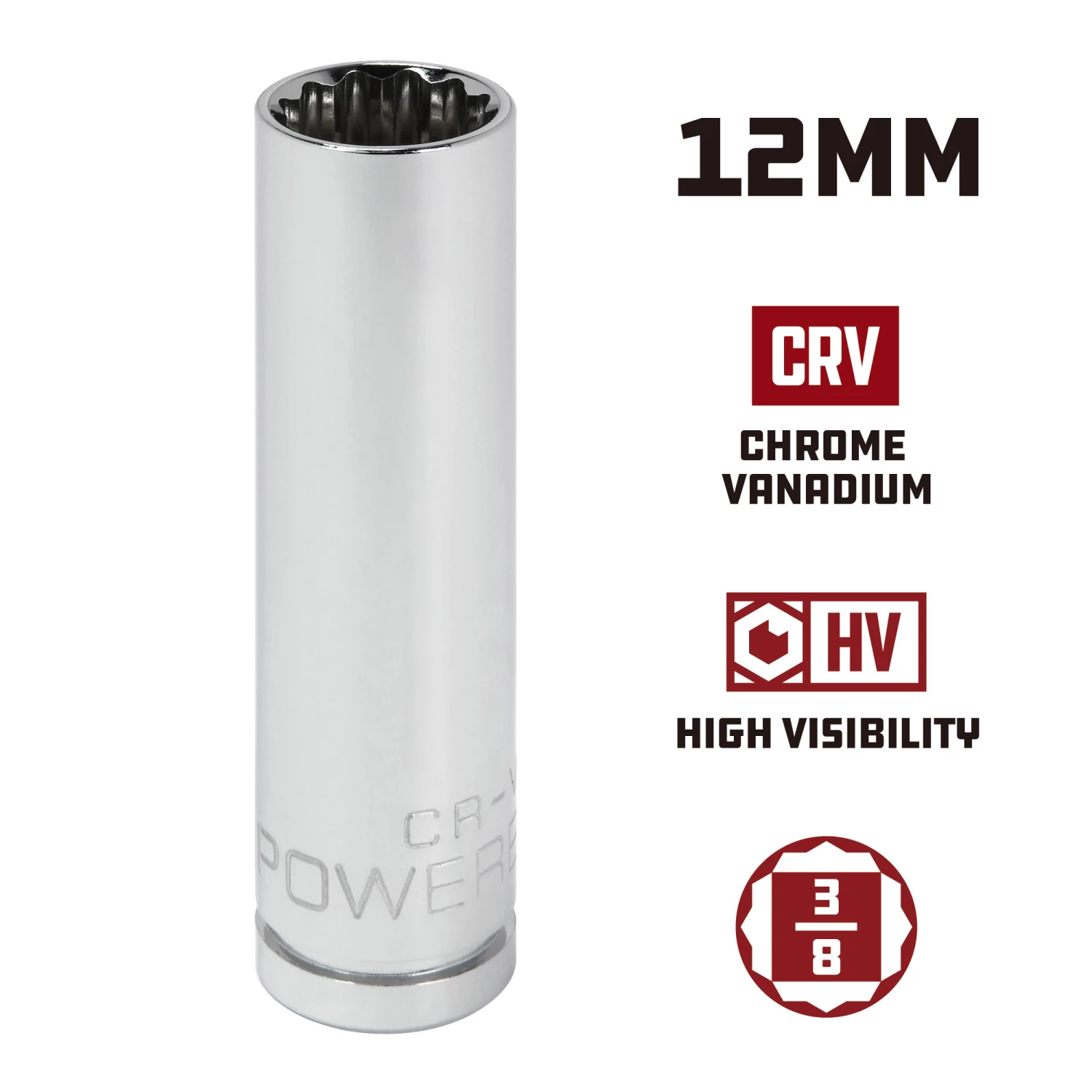 Flash Sale 🤩 Powerbuilt 3/8 in. Drive x 12mm 12 Point Metric Deep Socket - 940062 🤩 - Image 5