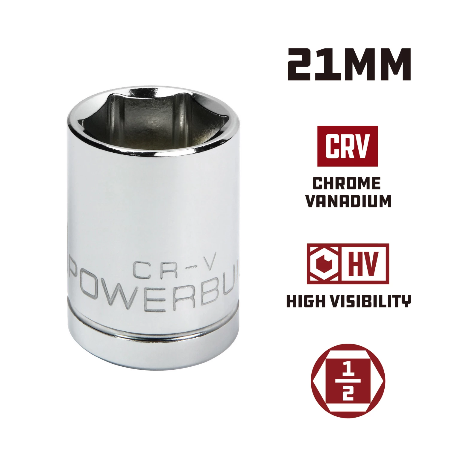 Best Sale ⌛ Powerbuilt 1/2 Inch Drive x 21MM Socket 6 Point - 940098 👏 - Image 5