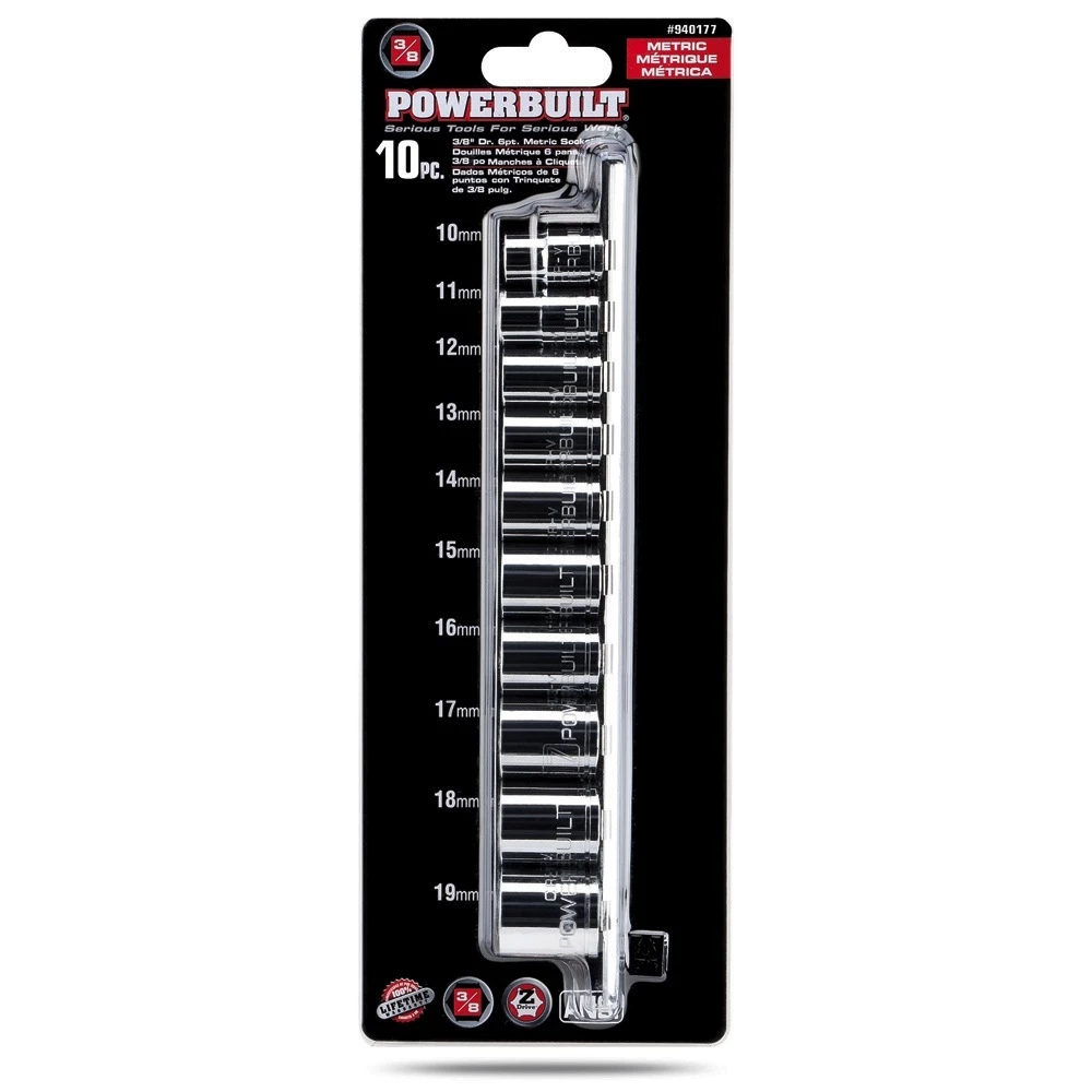 Outlet โญ Powerbuilt 10 Pc. 3/8 in. Drive Metri Socket Set, Socket Rail - 940177 ๐คฉ - Image 6