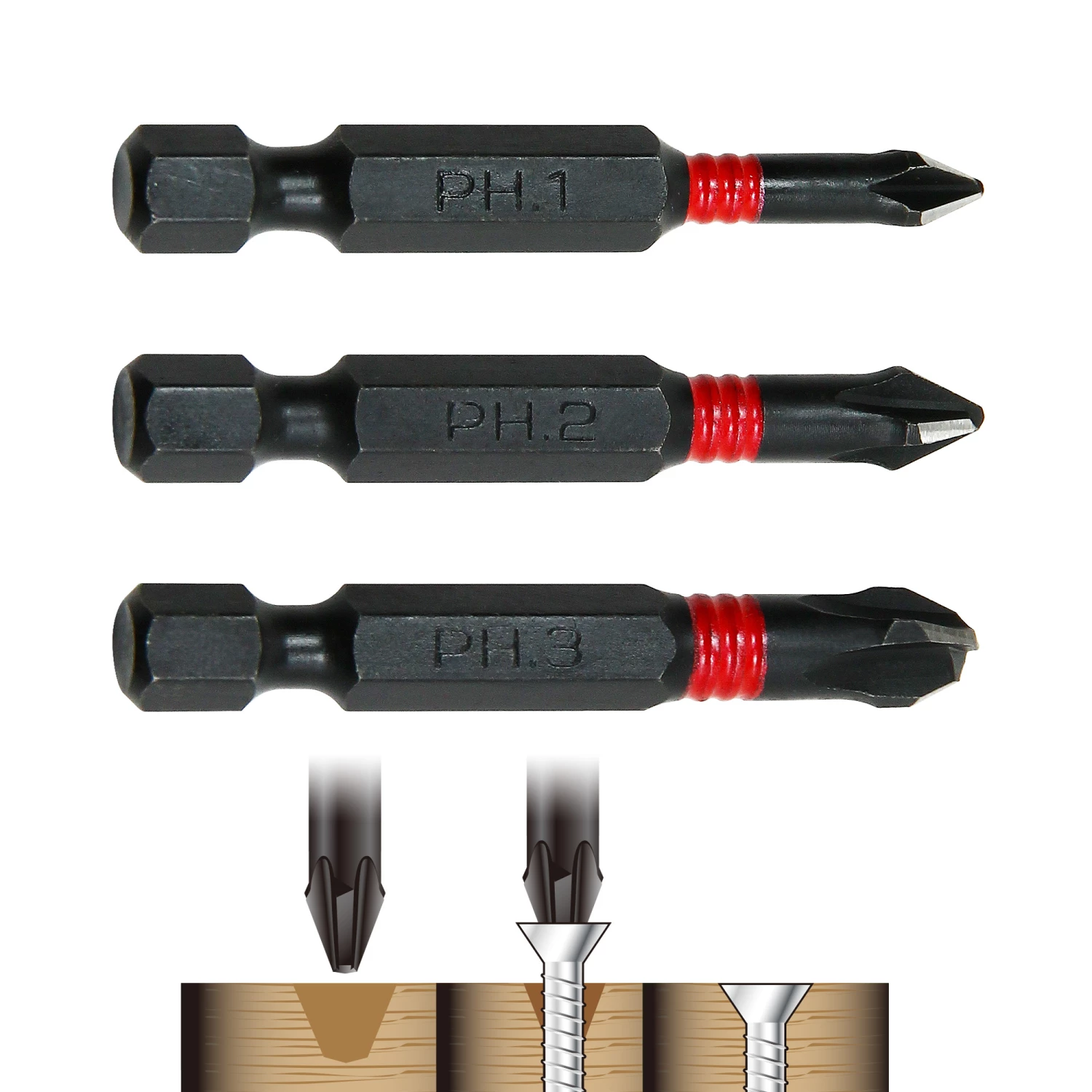 Wholesale 👍 Powerbuilt 3 Piece Phillips Torsion Impact Screwdriver Countersink Bit Set - 941457 ✔️