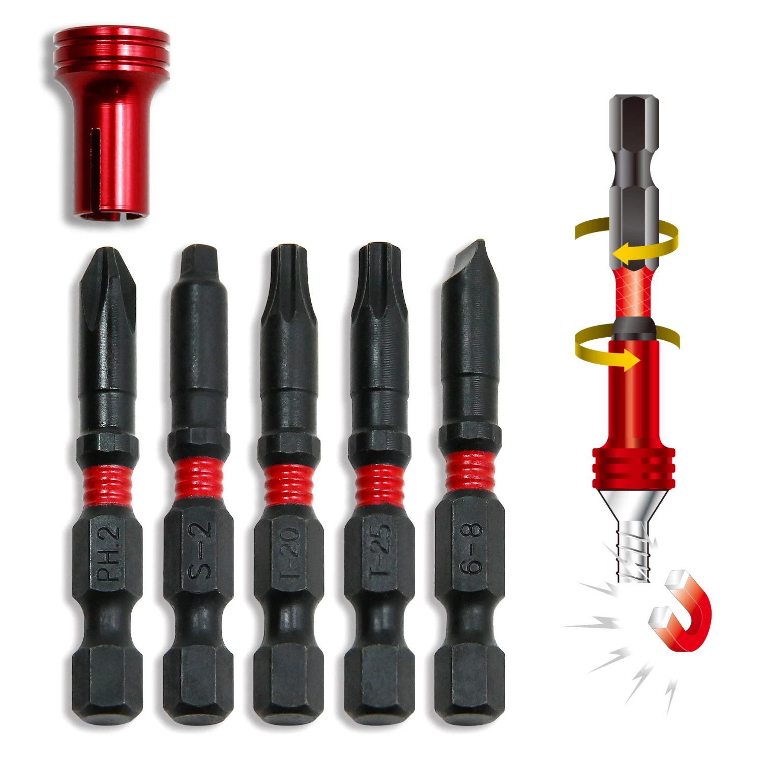Flash Sale 🎉 Powerbuilt 5 Piece Torsion Impact Power Screwdriver Set with Magnetic Holder 👍