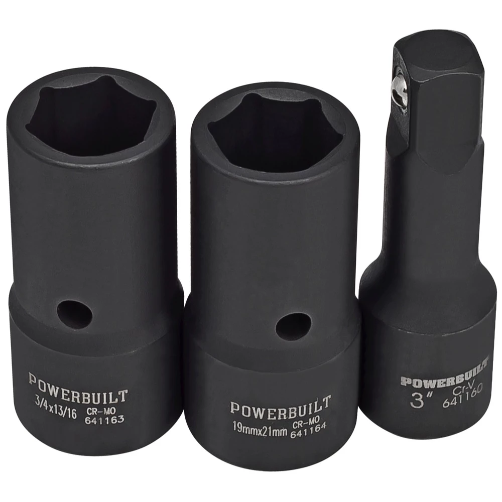 New 🥰 Powerbuilt 2 Piece 1/2-Inch Drive Lug Nut Impact Socket w/ 3-Inch Extension Bar 🔥