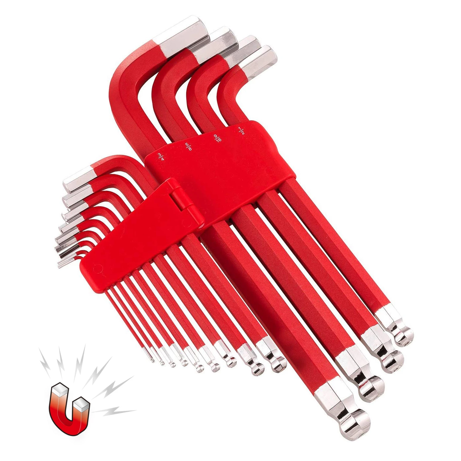 Hot Sale 😍 Powerbuilt 13 Pc. Jumbo SAE Long Ball End Hex Key 🔧 Wrench Set, 5/64" to 3/4" 🎉