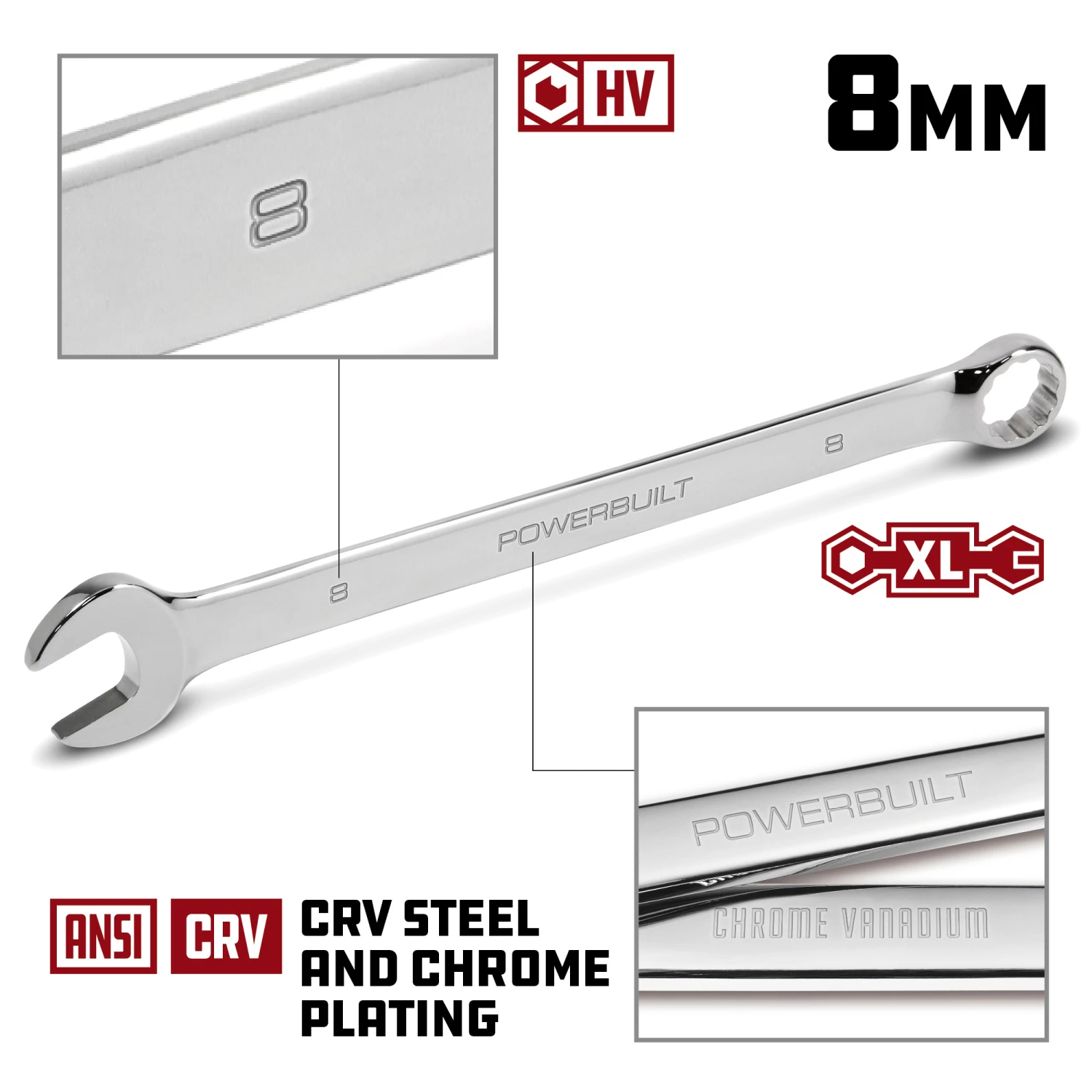 Flash Sale 💯 Powerbuilt 8 MM Fully Polished Long Pattern Metric Combination 🔧 Wrench - 640485 ✨ - Image 2