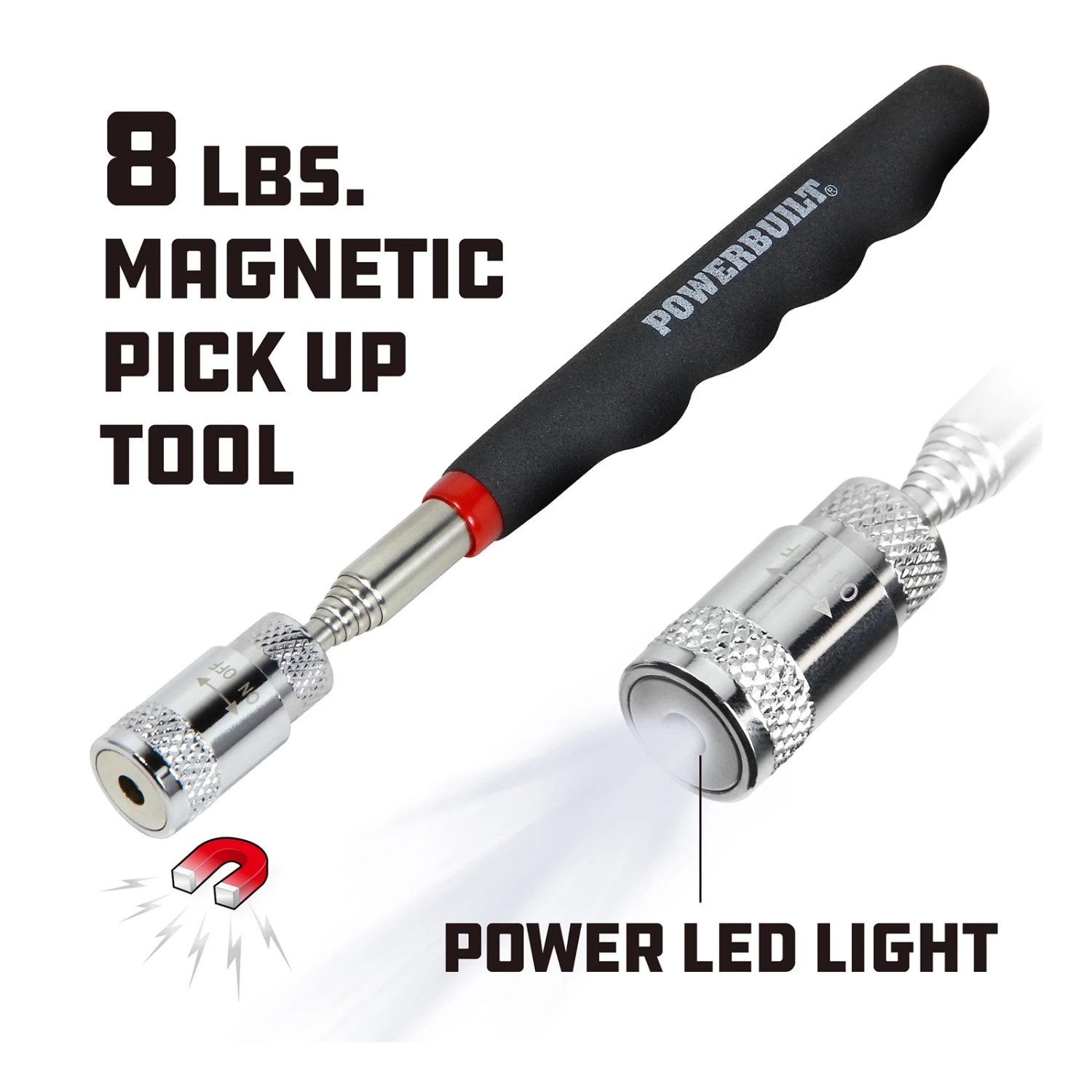 Hot Sale ⭐ Powerbuilt 8lb Lighted Magnetic Pick Up Tool 🛒 - Image 2