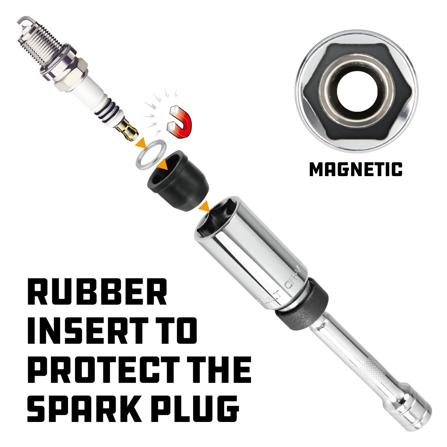 Wholesale 💯 Powerbuilt 3/8 Inch Drive x 5/8 Inch x 6 Inch Magnetic Swivel Spark Plug Socket - 641852 🥰 - Image 3