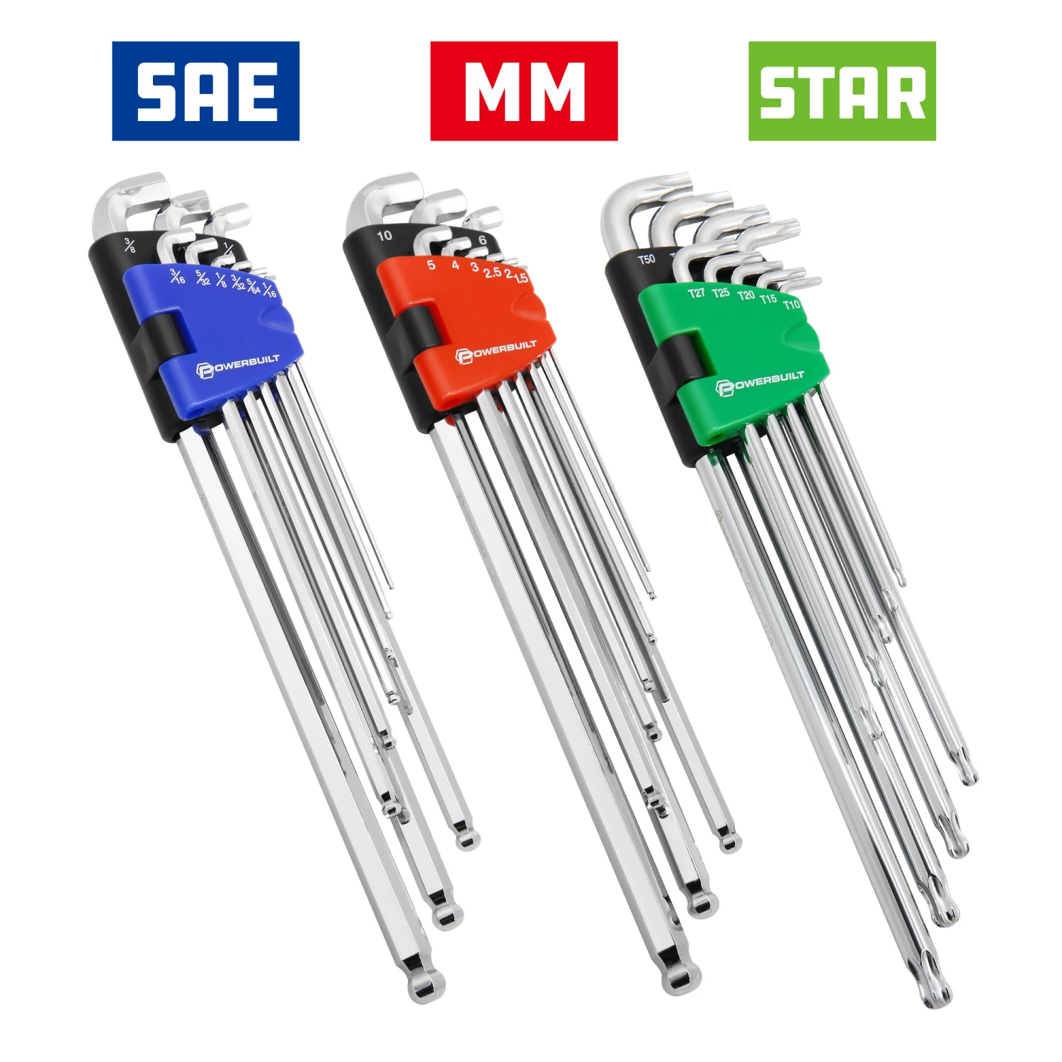 Best Sale ๐ Powerbuilt 9 Piece SAE Stubby Long Arm Ball End Hex Key ๐ง Wrench Set - 240099 ๐งจ - Image 6