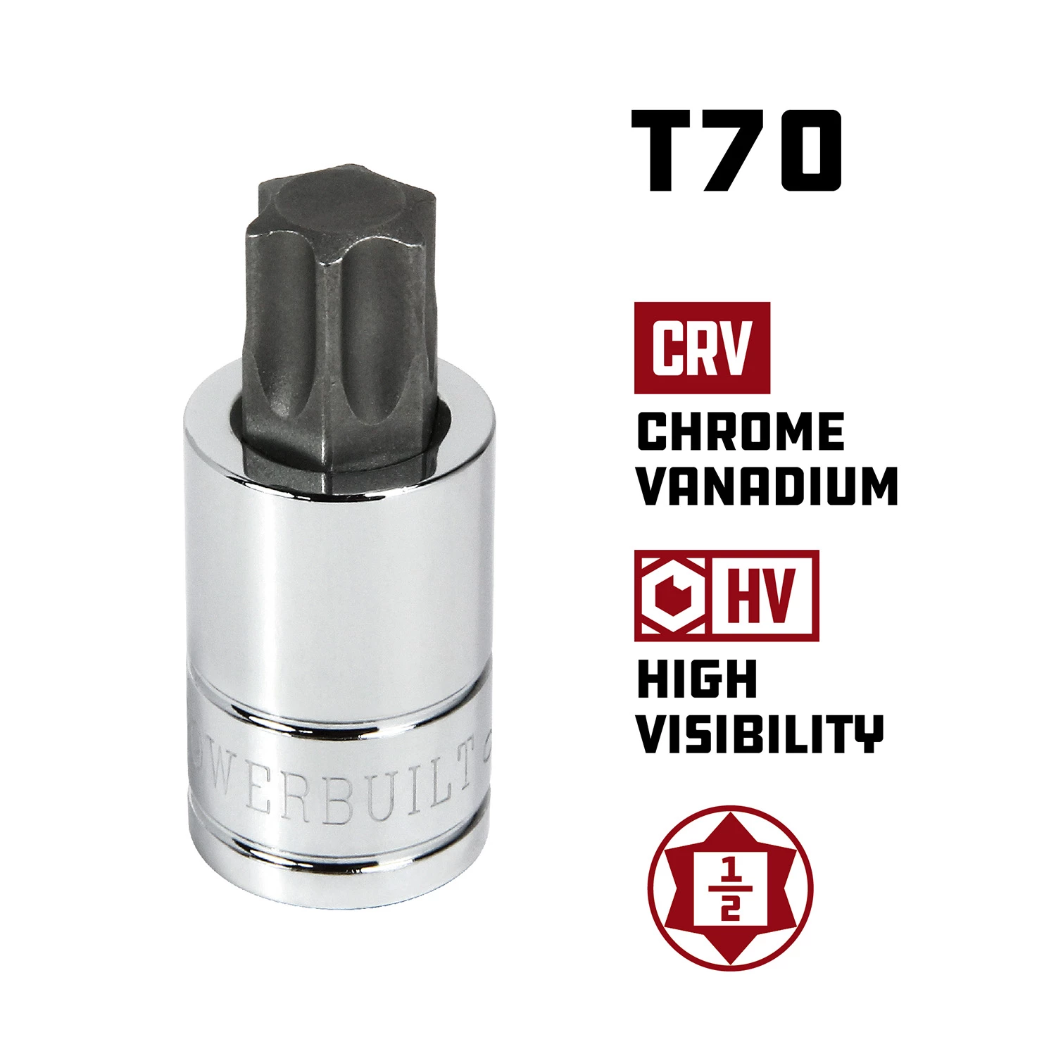 Flash Sale ๐ Powerbuilt 1/2" Drive T-70 Torx Bit Socket, Star Bit - 940363 ๐ - Image 5